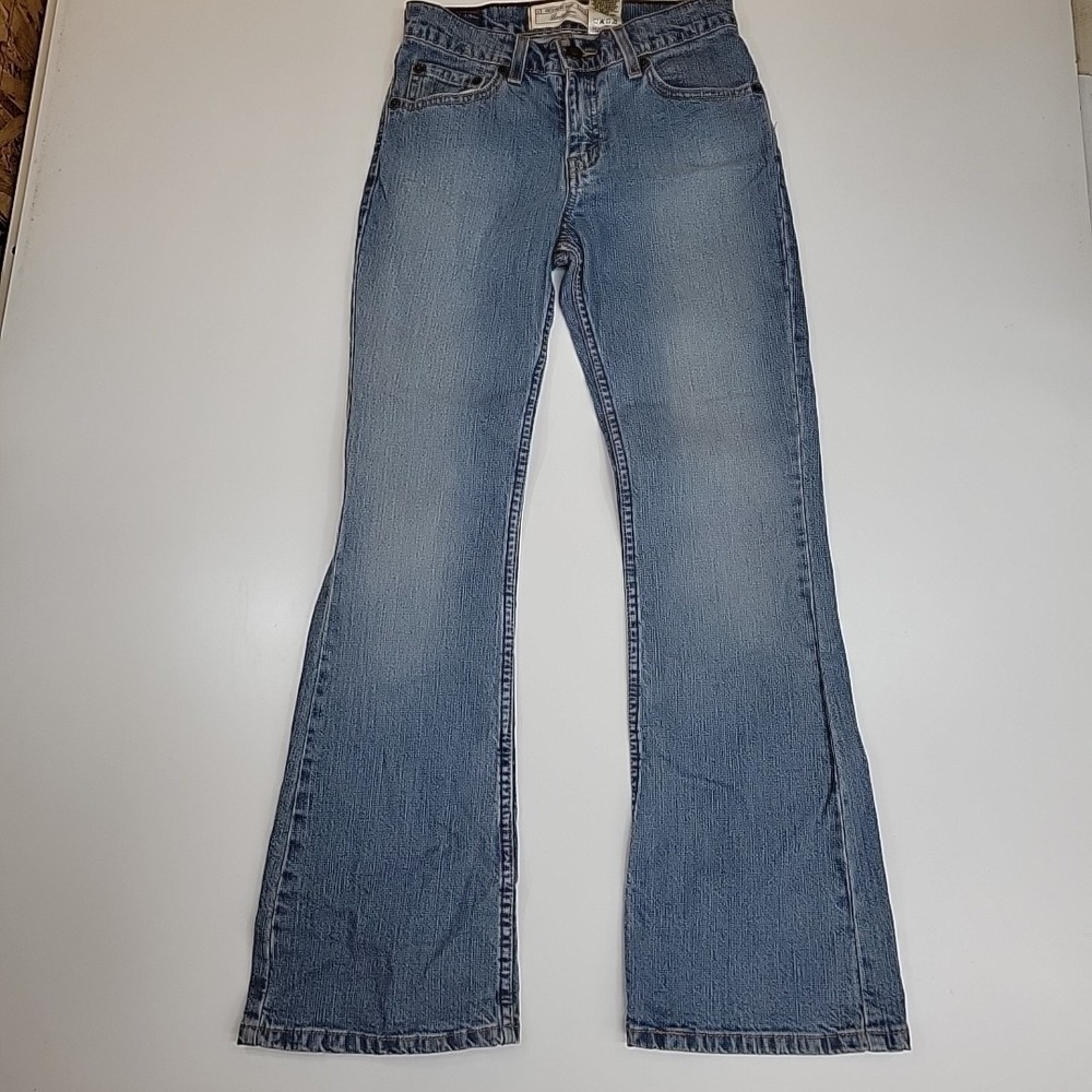 Vtg Levis Straus‎ BootCut Jeans Girls 14 Slim Stretch Mid Rise  Medium Wash